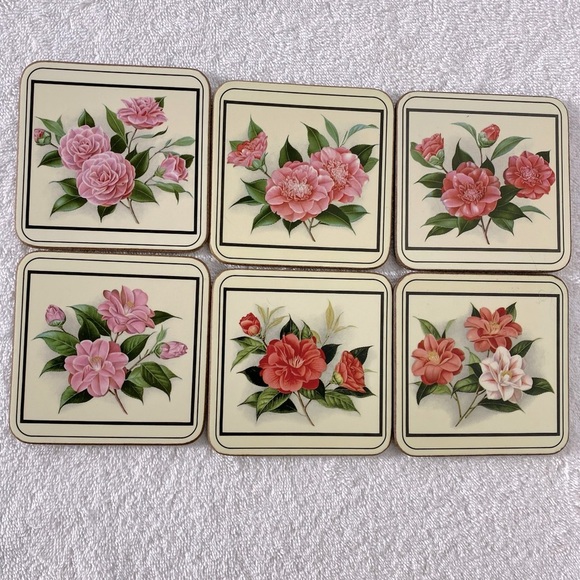 Vintage Royal Table Satin Finish Pink Flower Coasters x6 - Picture 14 of 14